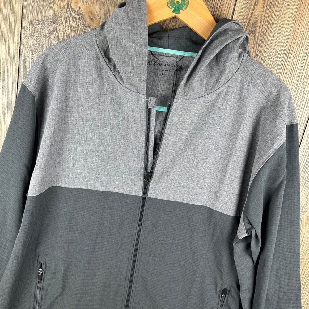 7 Diamonds Oxygenate Full Zip Hoodie Jacket Mens Medium Grey Activewear